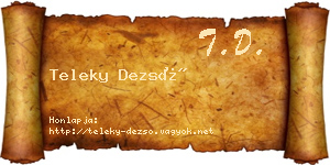 Teleky Dezső névjegykártya